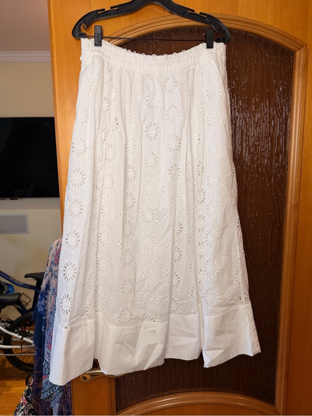 Zara White Eyelet Midi Skirt - Lightweight Summer Style Sz XL